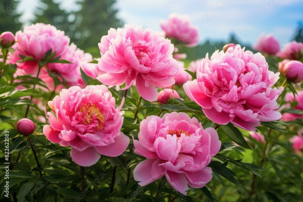 Lush Spring peony flower garden. Botanical nature. Generate Ai Lush Spring peony flower garden. Botanical nature. Generate Ai