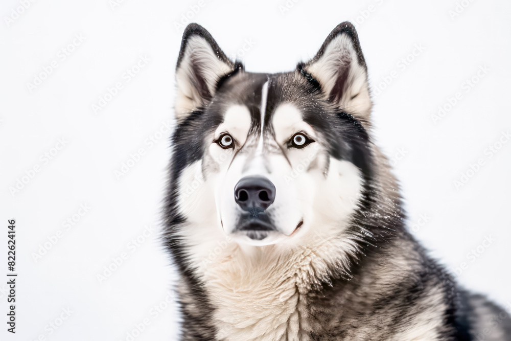 Siberian Husky in studio setting against white backdrop, showcasing their playful and charming personalities in professional photoshoot. Siberian Husky in studio setting against white backdrop, showcasing their playful and charming personalities in professional photoshoot.