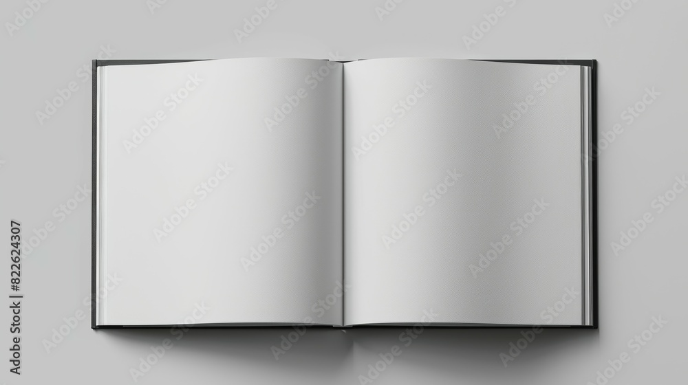 A book is open to a blank page, mockup A book is open to a blank page, mockup