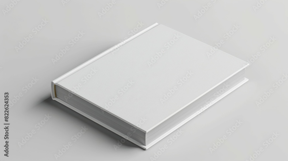 A white leather bound book with a white cover, mockup