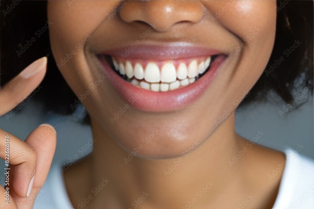 Fototapeta premium Woman brushing teeth with toothbrush