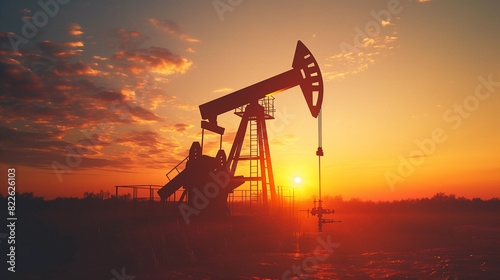 oil pump at sunset photo