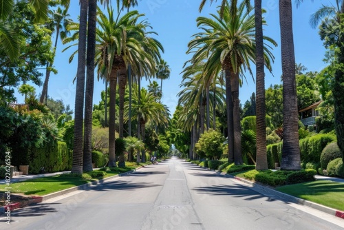 Palm trees reach for the sky on a perfect summer day  their fronds swaying gently against a backdrop of fluffy white clouds and a radiant blue sky. 