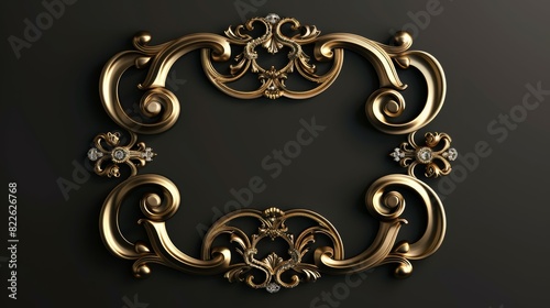 A gold frame with a diamond design sits on a black background