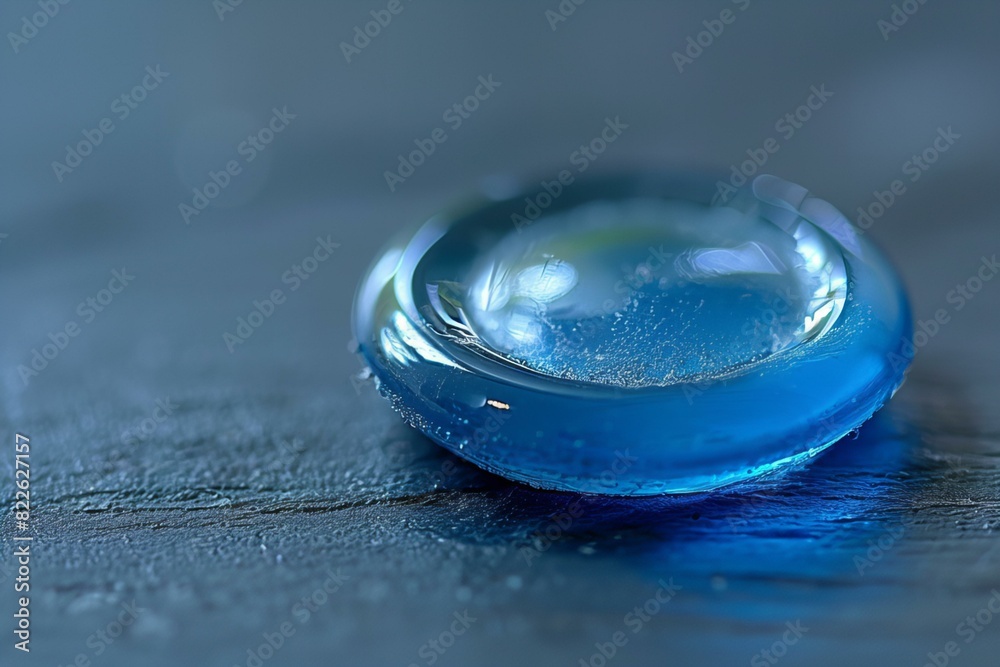 Blue glass ball on table Blue glass ball on table
