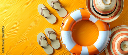 Colorful Flip Flops by a Summer Pool  Relaxing Vacation Day  Casual Footwear in a Tropical Setting