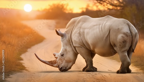 white rhino standing in the savannah