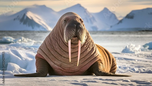 walrus swimming in the ocean photo