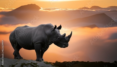 black rhino standing in the wild