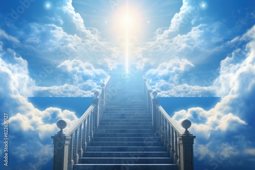 Radiant Stairway to heaven. Paradise light. Generate Ai