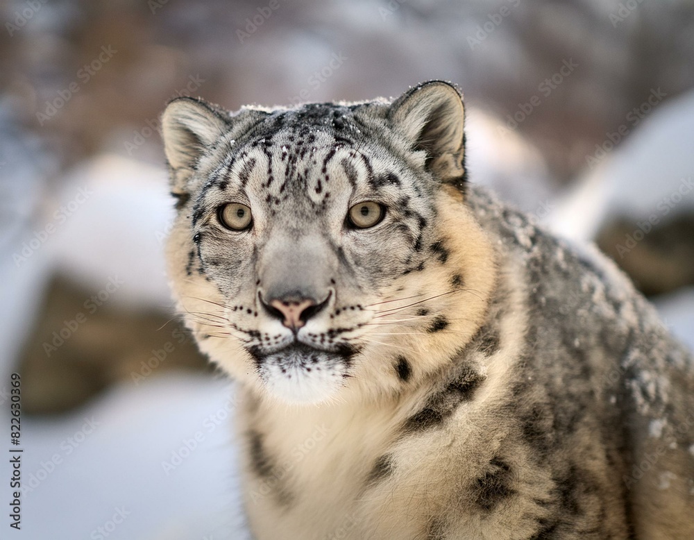 Naklejka premium ultra-realistic photograph of snow leopard with Sony α7 III