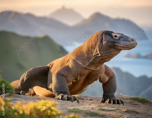 close-up of Komodo dragon  ultra-realistic photograph