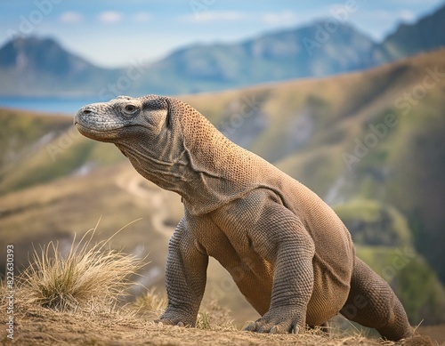 close-up of Komodo dragon  ultra-realistic photograph