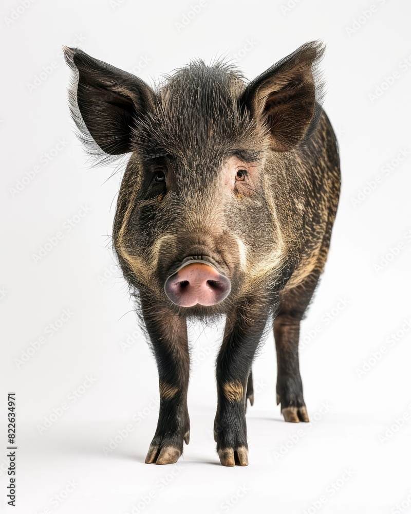 the Indian Wild Boar white copy space on right Isolated on white background the Indian Wild Boar white copy space on right Isolated on white background