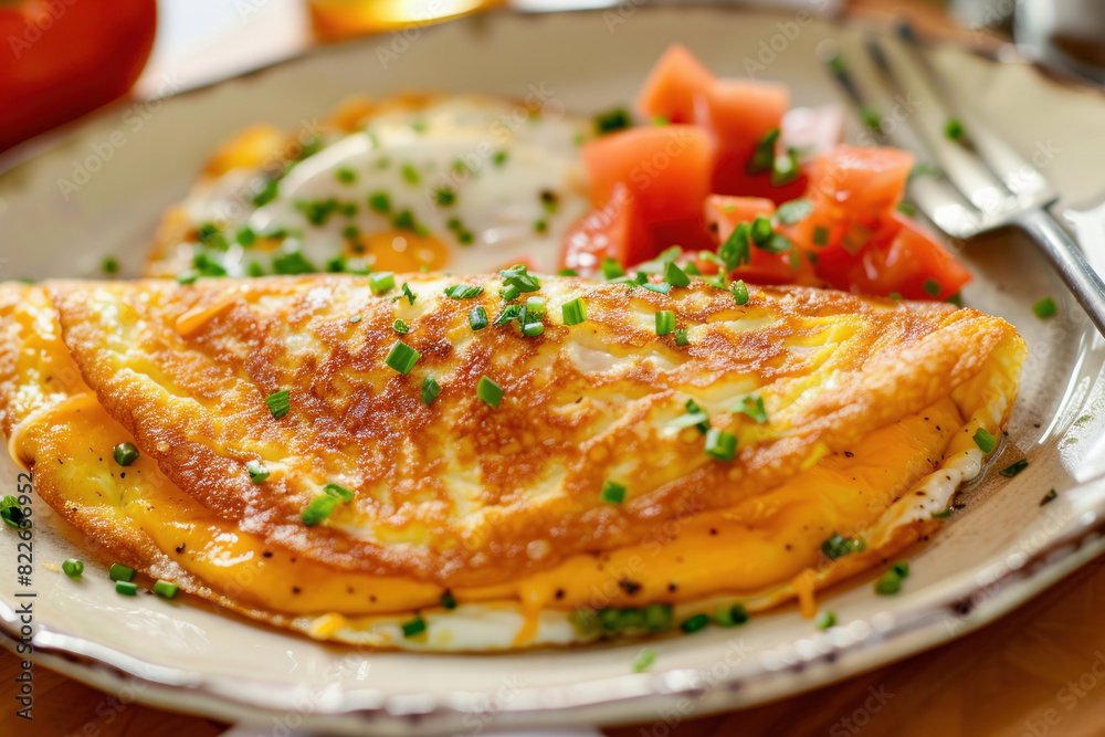 Fluffy Cheese Omelette with Chives and Fresh Tomatoes Fluffy Cheese Omelette with Chives and Fresh Tomatoes