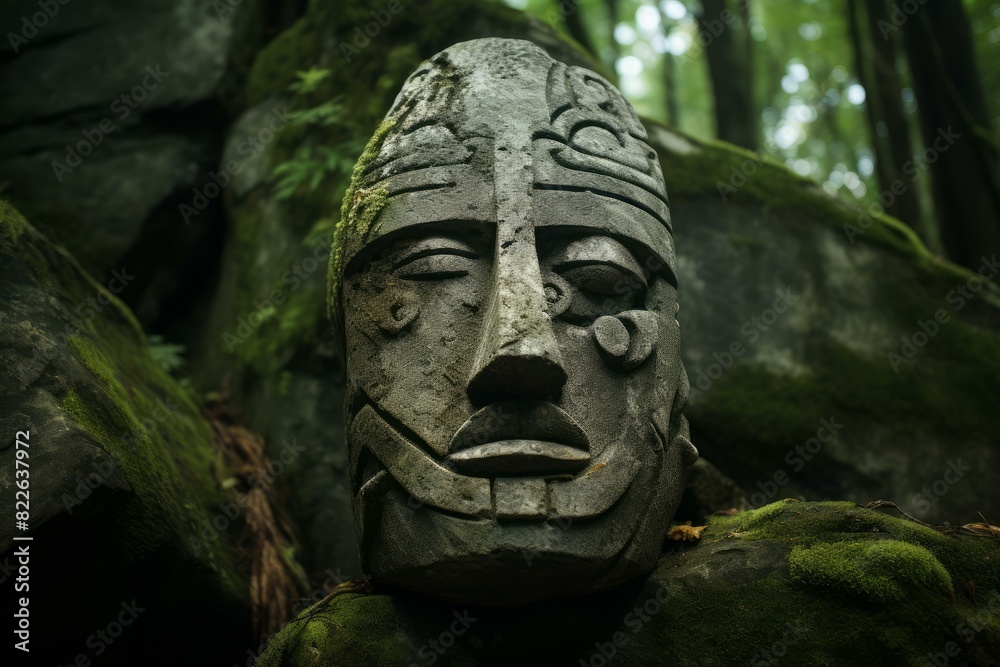 Ancient Stone head giant fantasy. History statue. Generate Ai Ancient Stone head giant fantasy. History statue. Generate Ai