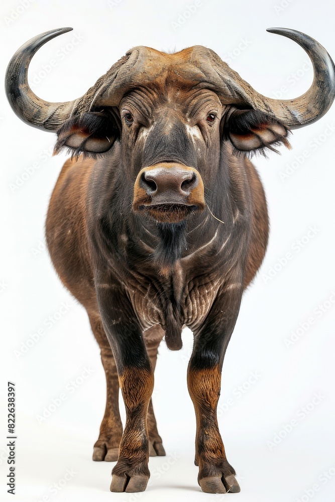 the African Buffalo with copy space on right Isolated on white background the African Buffalo with copy space on right Isolated on white background