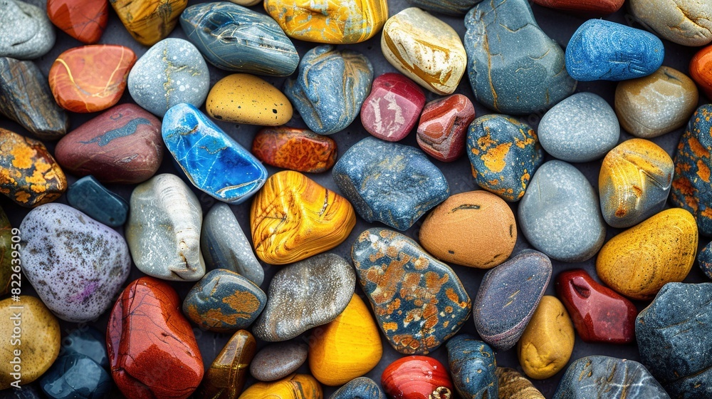 Close-up macro photo Colorful stone pebbles background Close-up macro photo Colorful stone pebbles background
