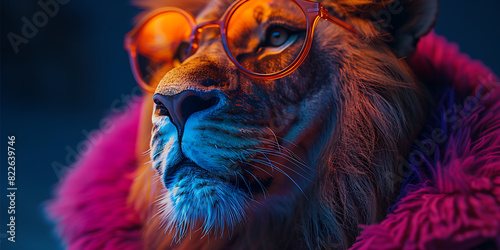 Neon Lion in Surreal 80s Setting - Commercial Advertisement
