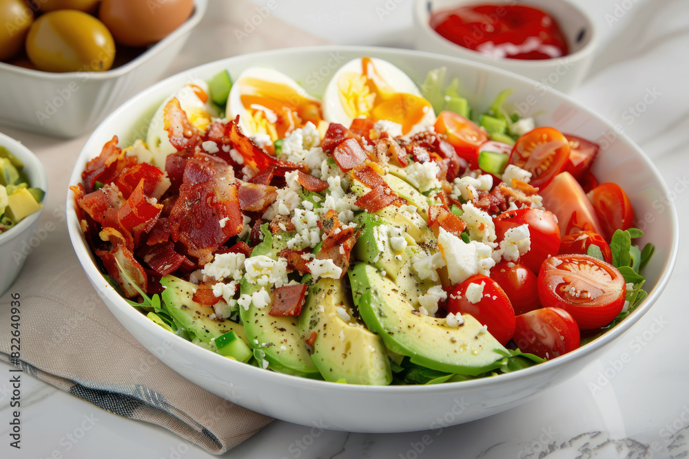 Classic Cobb Salad with Bacon, Avocado, Cherry Tomatoes, and Hard-Boiled Eggs Classic Cobb Salad with Bacon, Avocado, Cherry Tomatoes, and Hard-Boiled Eggs