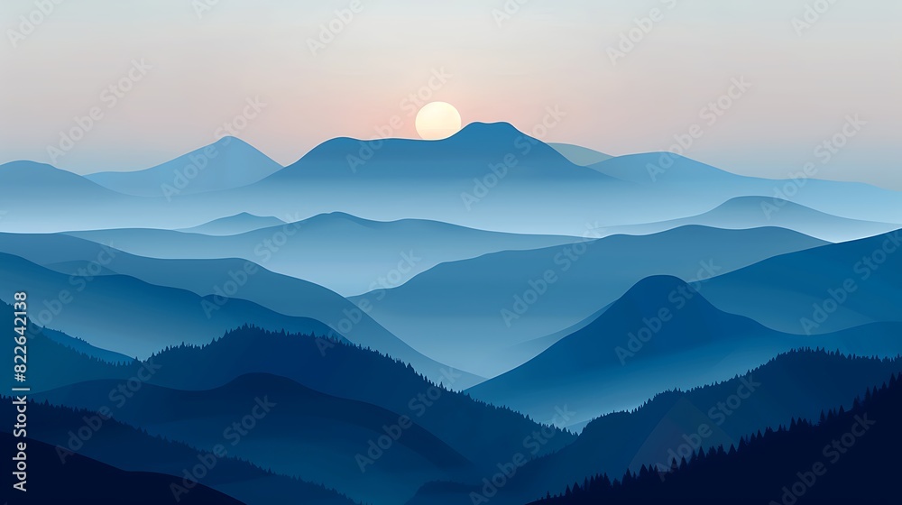 Abstract minimal landscape mountain wallpaper background