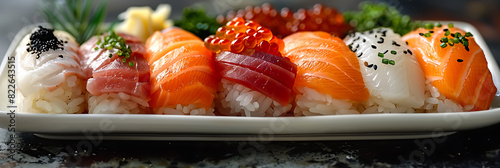 Masterpiece in Japanese Cuisine: Sashimi, Ebi & Cooked Rice photo