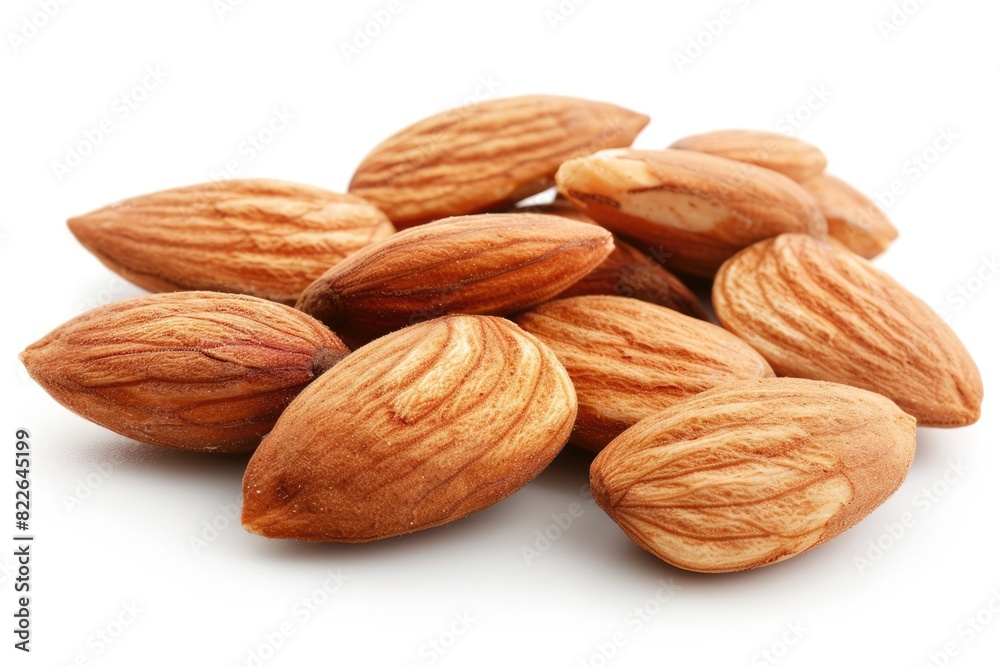 Nuts On White. Heap of Delicious Almond Nuts Isolated on Healthy White Background Nuts On White. Heap of Delicious Almond Nuts Isolated on Healthy White Background