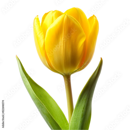 A yellow tulip Isolated on transparent background photo