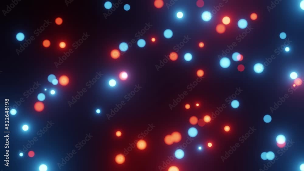 Abstract background with blue and red animated particles