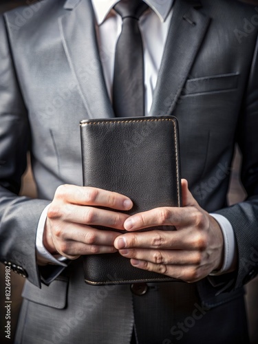 Businessman in Suit Holding Wallet. Generative AI