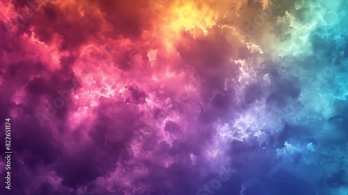 Rainbow colored clouds as abstract wallpaper background design © owais