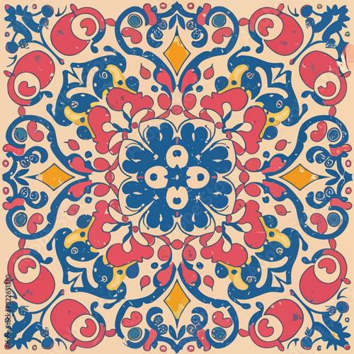 2d vector illustration colorful vintage Seamless hi res Portuguese tiles abstract Artwork
