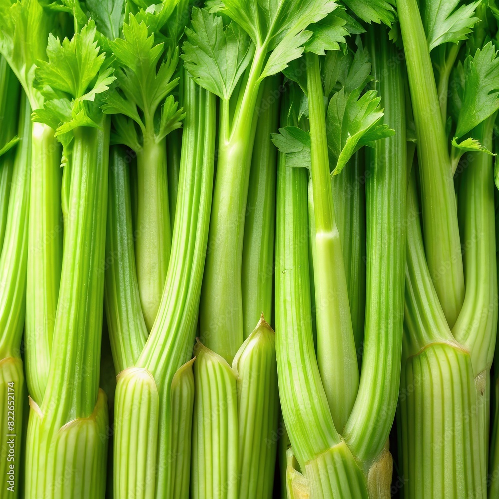 Close Up of Fresh Celery Bunch. Generative AI Close Up of Fresh Celery Bunch. Generative AI
