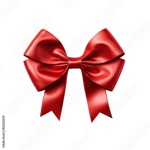 3D Ribbon Bow isolated on transparent background, png, cut out.