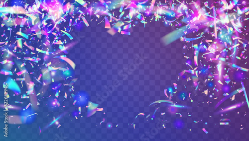 Rainbow Background. Carnaval Confetti. Digital Poster. Glare Isolated Cristals. Pink Light Tinsel. Cristal Ribbon. 3d Texture. Neon Paper. Purple Rainbow Background