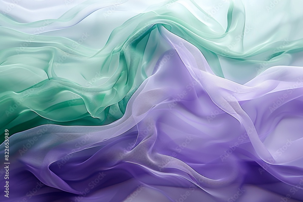 Obraz premium Soft and ethereal gradient of pastel green, lavender purple silk fabric