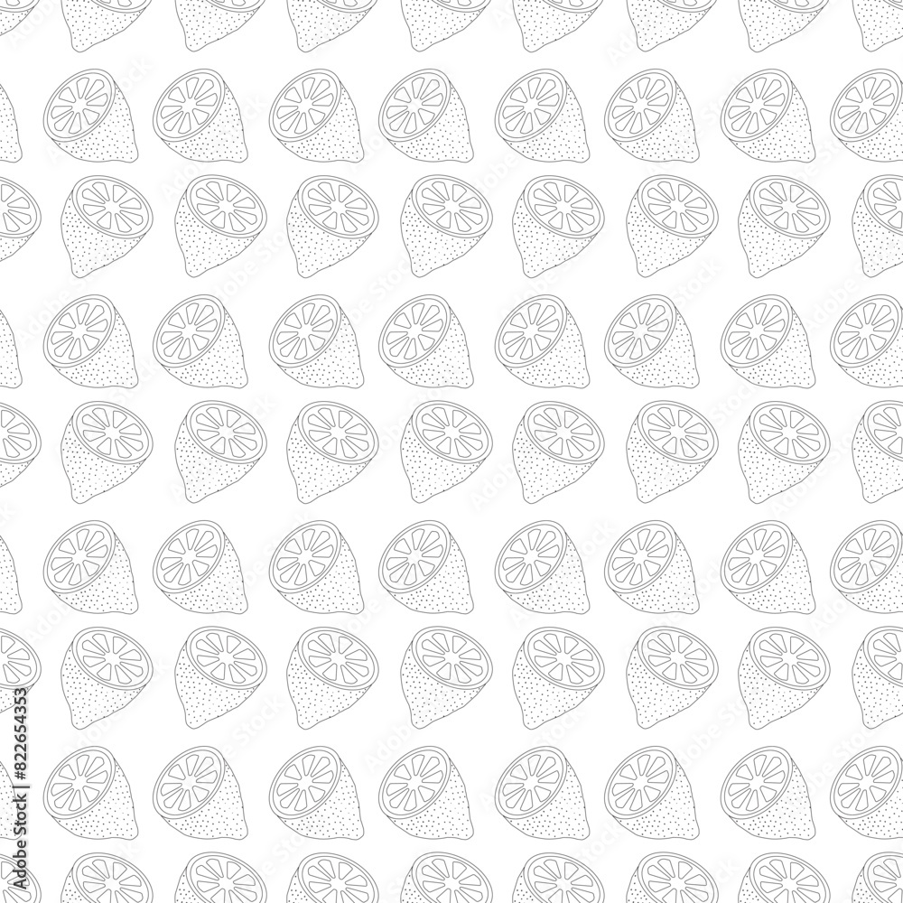 Cut lemon doodle style. Seamless pattern. Vector illustration. Cut lemon doodle style. Seamless pattern. Vector illustration.