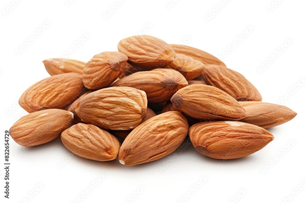 Nuts On White. Delicious and Healthy Almond Nuts Piled Up in Macro View Nuts On White. Delicious and Healthy Almond Nuts Piled Up in Macro View