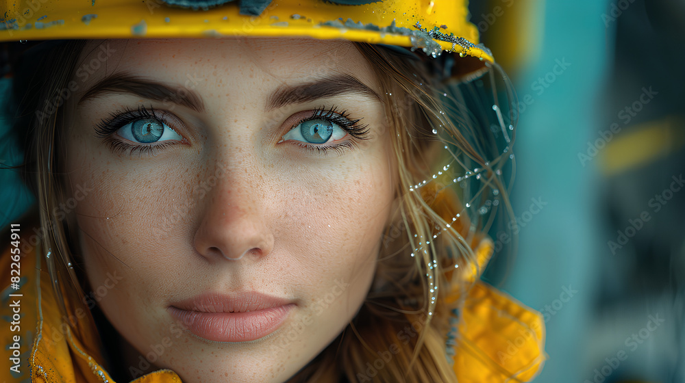 Young woman works as a boss in a construction, Women can always work in any type of job Young woman works as a boss in a construction, Women can always work in any type of job