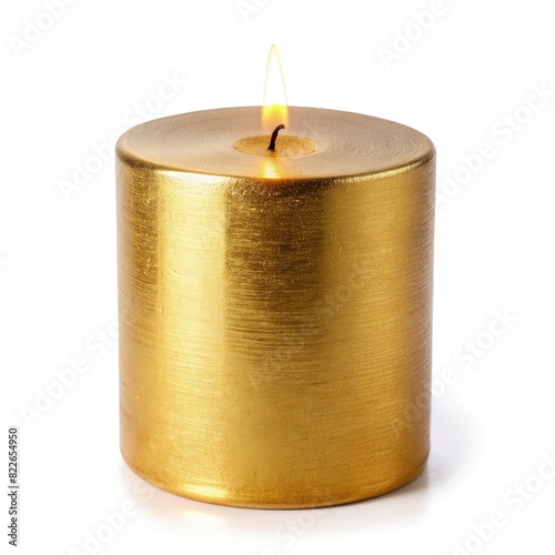 Gold Colored Candle on White Background. Generative AI