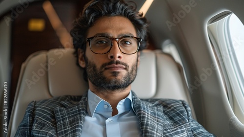Muslim businessman on airplane © Spyrydon