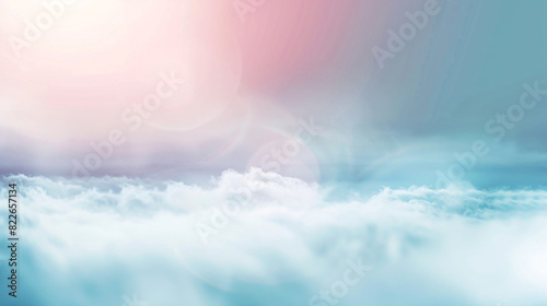 Pastel clouds and sky. Dreamy pastel colored clouds and sky background with bright sunshine photo