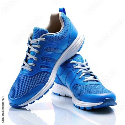 Pair of Blue Sneakers on White Background. Generative AI