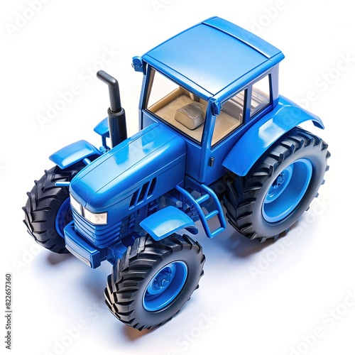 Blue Toy Tractor on White Background. Generative AI