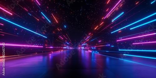 3d technology abstract neon light background  empty space scene  spotlight  dark night  virtual reality  cyber futuristic sci-fi background 