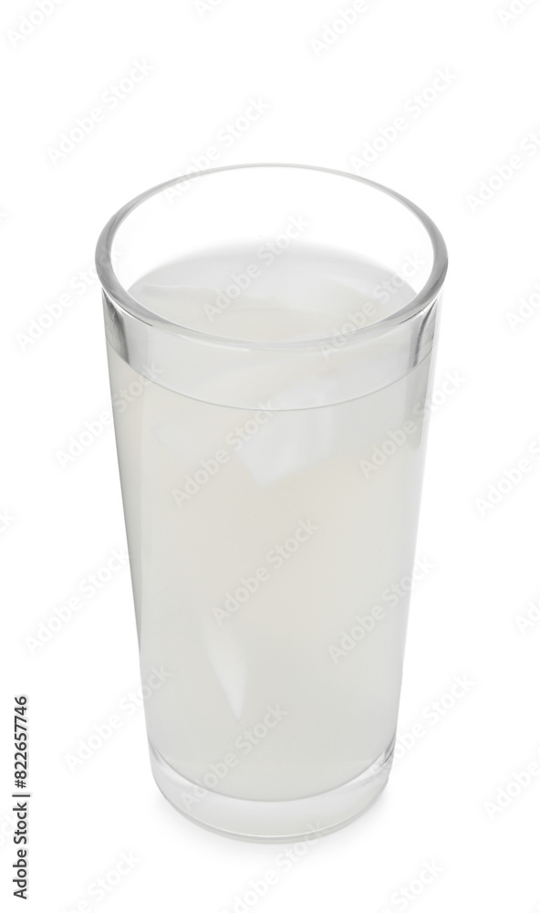Glass of coconut water isolated on white Glass of coconut water isolated on white