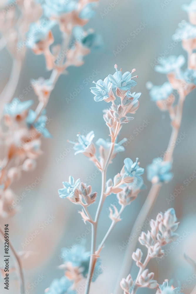 Naklejka premium Soft Pastel Wildflowers on Beige & Blue Background