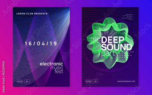 Party Event. Pink Night Club Poster. Electro Vector. Music Festival Template. Violet Edm Set. Discotheque Background. Electronic Audio Invitation. Green Party Event