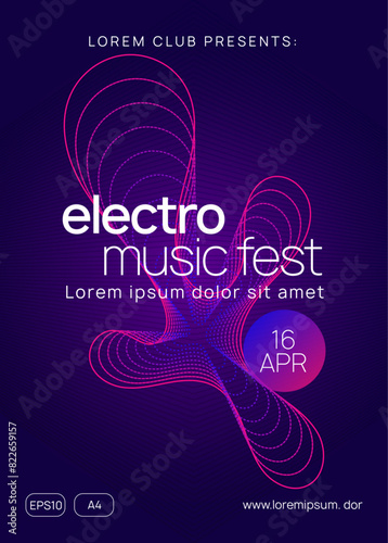 Techno Background. Festival Invite. Electronic Beat Invitation. Fest Flyer. Pink Dj Magazine. Green Sound Poster. Night Club Electro Graphic. Violet Techno Background