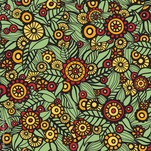 Konstfotografi Hand drawn seamless floral pattern